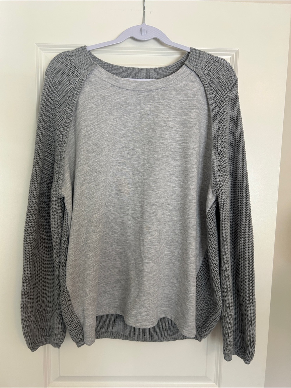 BiBi Gray Two-Tone Raglan Crewneck Sweater
